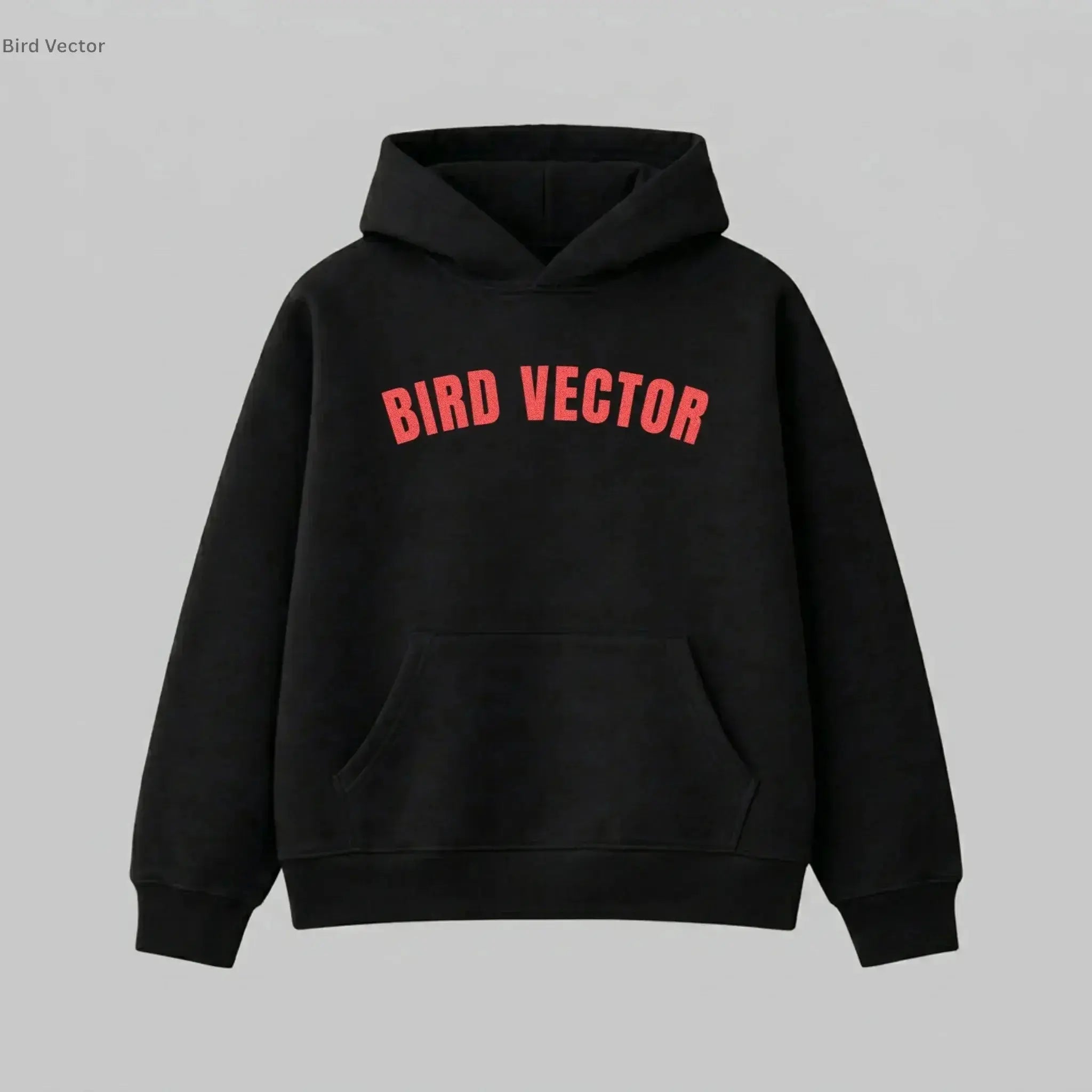 Bird Vector brand black Hoodie with red graphic text.