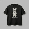"Anatomical Frenchie dog specimen graphic in high-definition DTG print on a premium 180 GSM organic cotton streetwear t-shirt by Bird Vector Misfit Label."