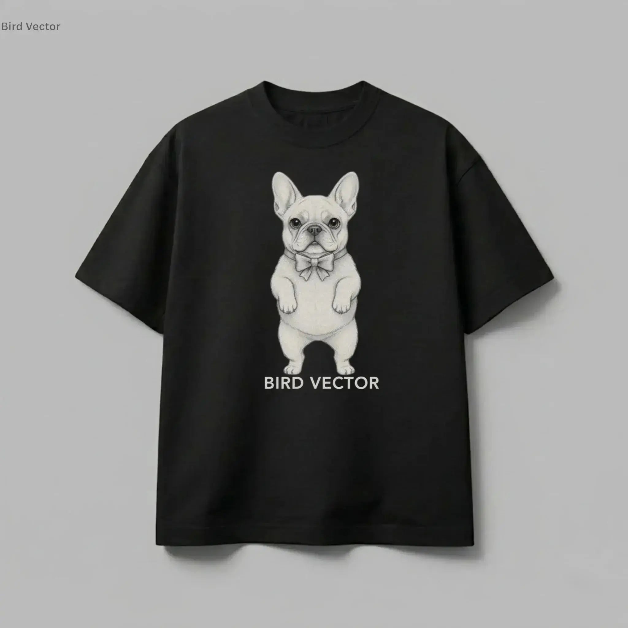 "Anatomical Frenchie dog specimen graphic in high-definition DTG print on a premium 180 GSM organic cotton streetwear t-shirt by Bird Vector Misfit Label."