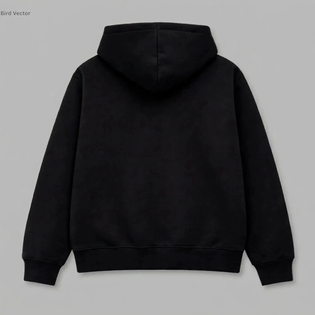 Oversized Graphic Hoodie in Black, showing the heavy-weight fabric and oversized streetwear