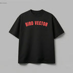 Bird Vector Red Text Edition luxury T-shirt in black.