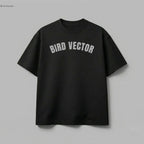 Rear view Bird Vector Grey Text Edition luxury T-shirt in black