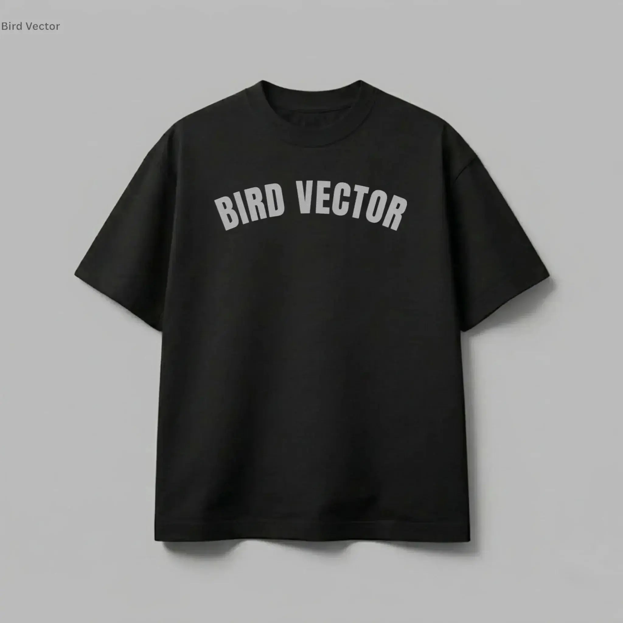 Rear view Bird Vector Grey Text Edition luxury T-shirt in black