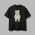 Anatomical bear specimen graphic printed on a black organic cotton streetwear t-shirt by Bird Vector Misfit Label.