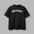 Bird Vector brand black t-shirt with cream graphic text.