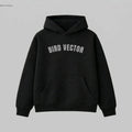 Bird Vector brand black collegiate Hoodies with grey graphic text.