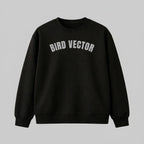 Bird Vector brand black  crewneck sweatshirt with grey graphic text.