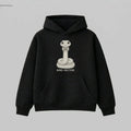 Anatomical Snake specimen graphic printed on a black heavy weight oversized hoodie by Bird Vector Misfit Label.